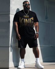 Men's Plus Size True King Print T-Shirt Shorts Suit