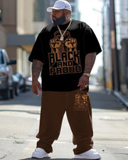 Men's Plus Size Juneteenth Black History Month Fist Print T-Shirt Pants Suit