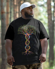 Men's Plus Size Daily Casual Tree DNA Print T-Shirt Trousers Suit