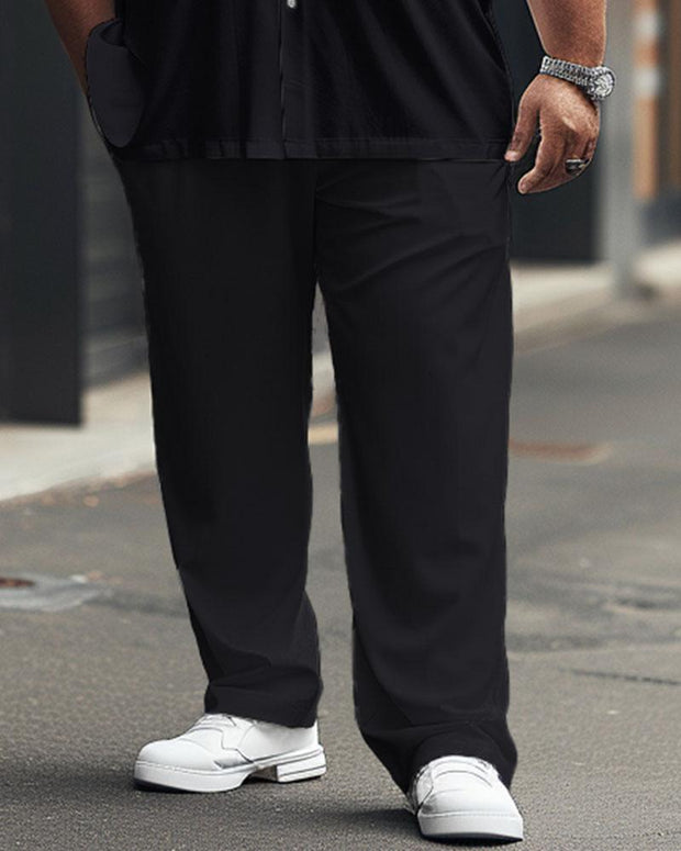 Men's Plus Size Business Simple Gradient Print Short-sleeved Shirt Trousers Suit