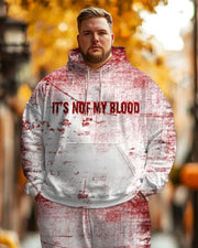 Men's Halloween It's Not my Blood Print Plus Size Hoodie Suit