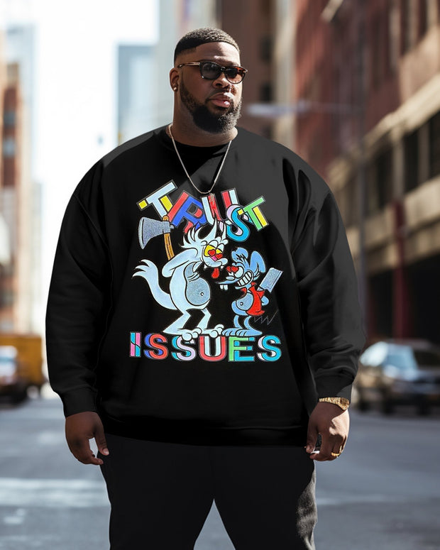 Men's Plus Size Trust Mouse Cat Print Sweatshirt
