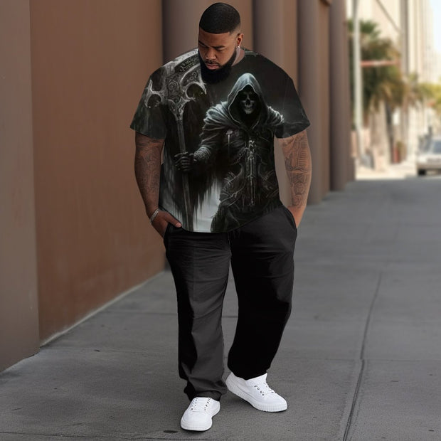 Street Dark Messenger Print Men's Large T-Shirt Trousers Suit