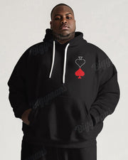 Men's Daily Casual Black Poker Print Plus Size Hoodie Suit