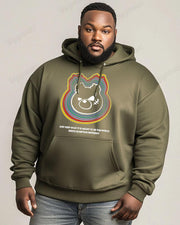 Cotton Material-Rainbow Bear Print Men's Loose Oversized Hoodie