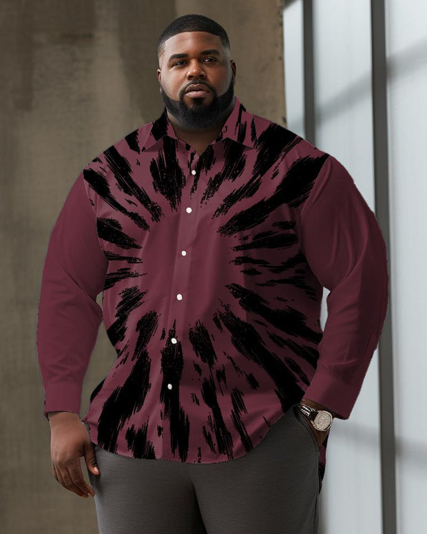 Men's Plus Size Radial Pattern Long Sleeve Lapel Long Sleeve Shirt