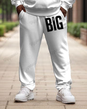 Men's Simple Daily Big Letter Print Plus Size Hoodie Suit