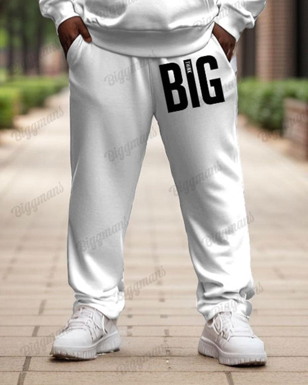 Men's Simple Daily Big Letter Print Plus Size Hoodie Suit