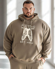 Cotton Material - Pretend I'm A Fat Man Letter Print Men's Loose Oversized Hoodie