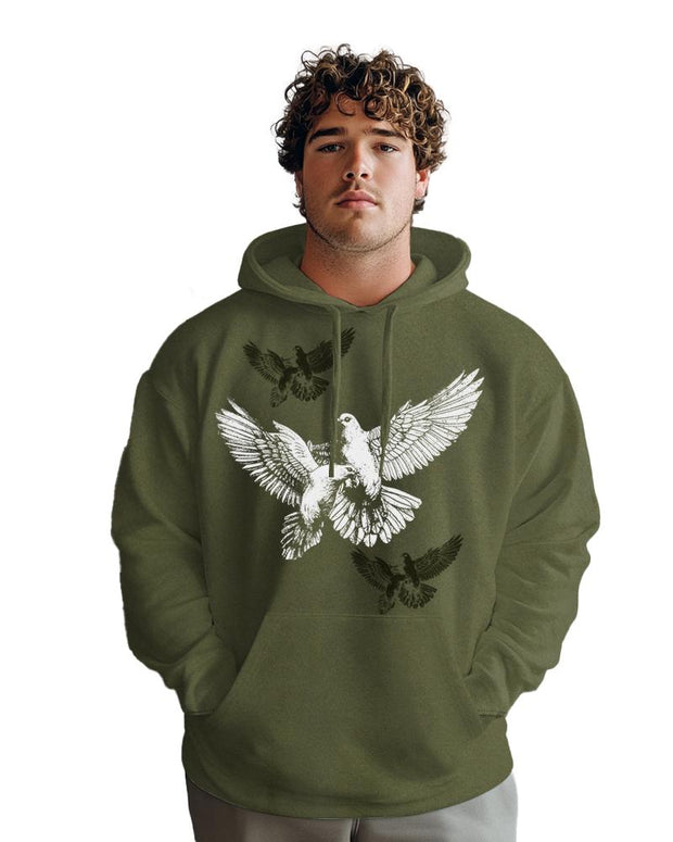 Cotton-Peace Angel Pattern Printed Men's Loose Oversized Sweat