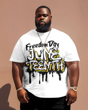 Men's Plus Size Juneteenth Black Freedom Day Printed T-Shirt Shorts Suit