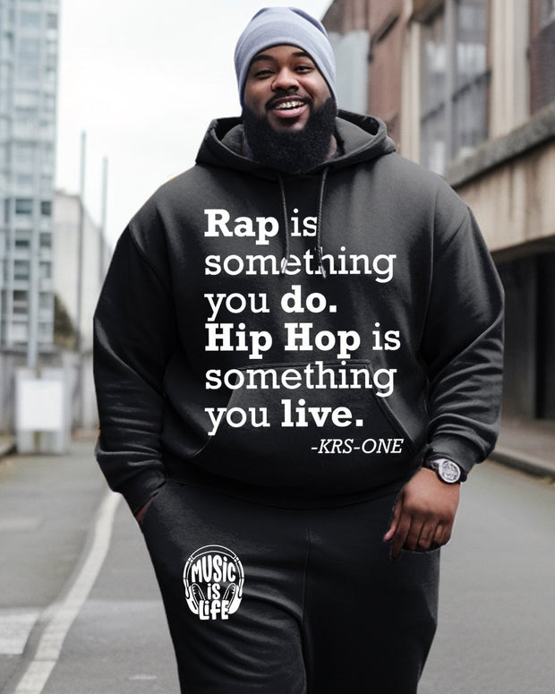 Men's Plus Rap Is What You Do Hoodie Set