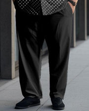 Men's Black Polka Dot Plus Size Gradient Short Sleeve Walking Suit