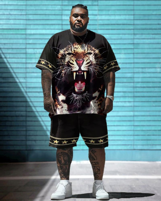 Men's Plus Size 3D Animal Print T-Shirt Shorts Suit