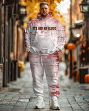 Men's Halloween It's Not my Blood Print Plus Size Hoodie Suit