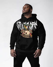 Cotton-Snake And Skull Pattern Printed Men's Loose Oversized Sweatshirt