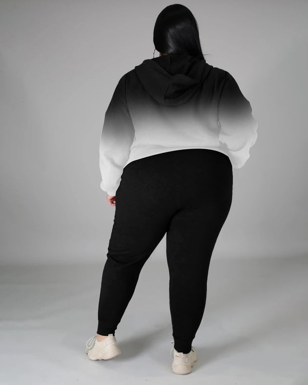Women's Plus Size Gradient Color Hoodie Set