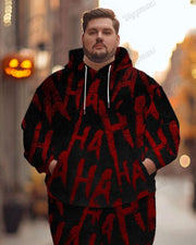 Men's Halloween Bloody HAHAHA Print Plus Size Hoodie Suit