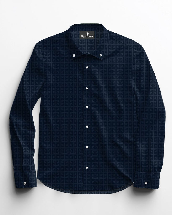 Men's Long-Sleeve Leverage Cotton Homochromatic Geometric Jacquard Shirt