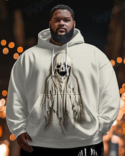 Mens Halloween 3D Ghost Print Plus Size Hoodie Suit