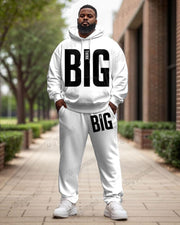 Men's Simple Daily Big Letter Print Plus Size Hoodie Suit