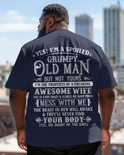 Simple Funny Slogan Pattern Round Neck Short Sleeve Men's Plus Size T-Shirt