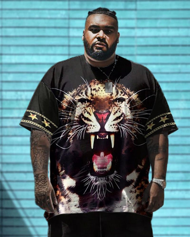 Men's Plus Size 3D Animal Print T-Shirt Shorts Suit