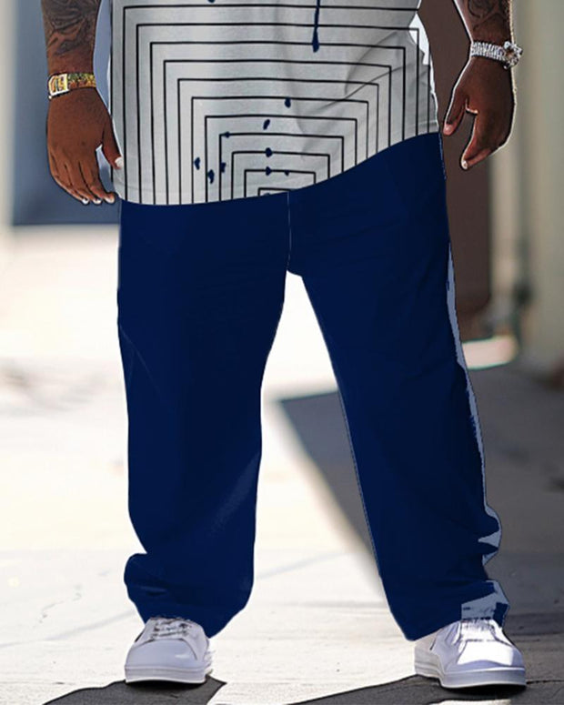 Men's Large Simple Casual Printed T-shirt Pants Suit