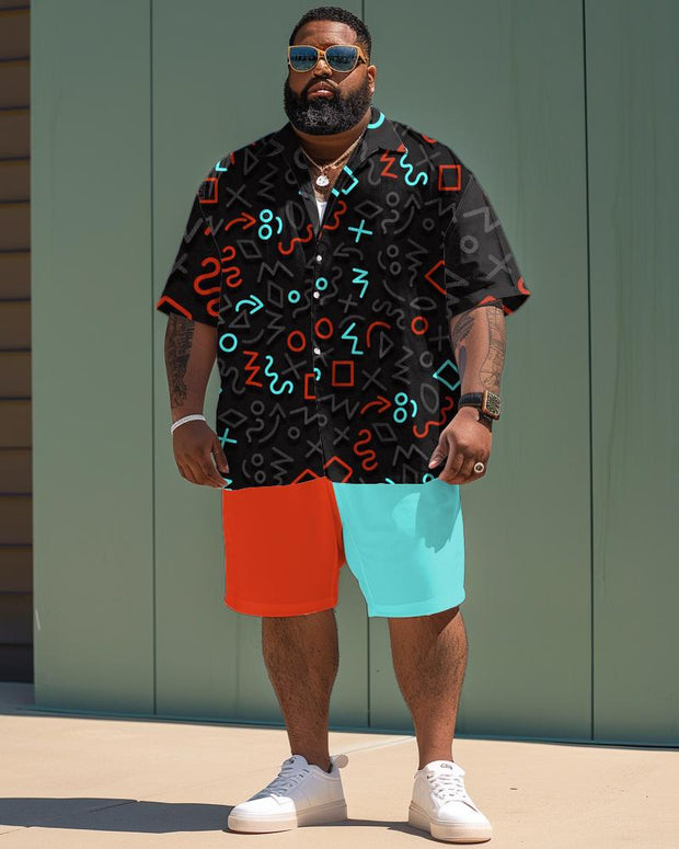 Color-coded Short-sleeved Shirt Plus Size Men's Suit