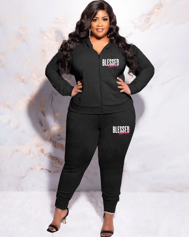 Women's Plus Size Blessed Periodt Hoodie Set