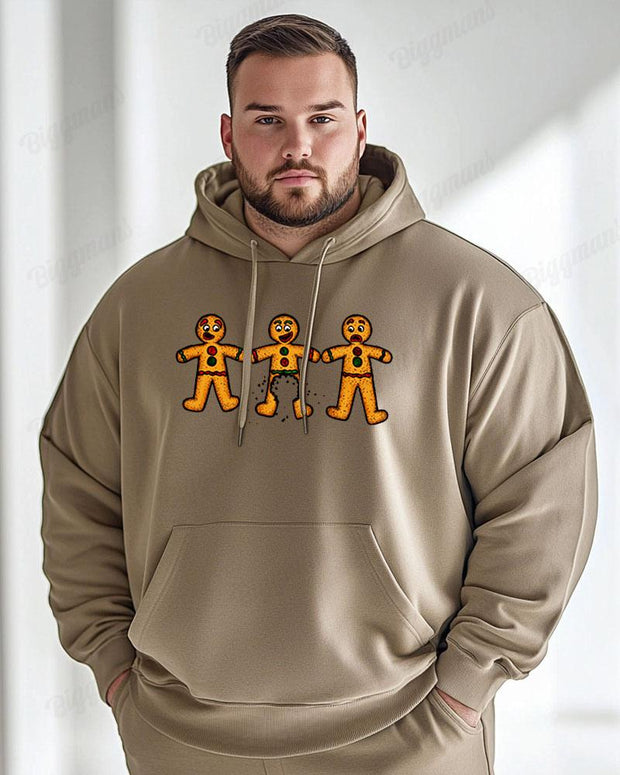 Cotton Material-bite Gingerbread Man Print Men's Loose Oversized Hoodie