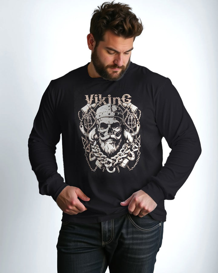 100 Cotton-Men's King Print Long Sleeve T-Shirt