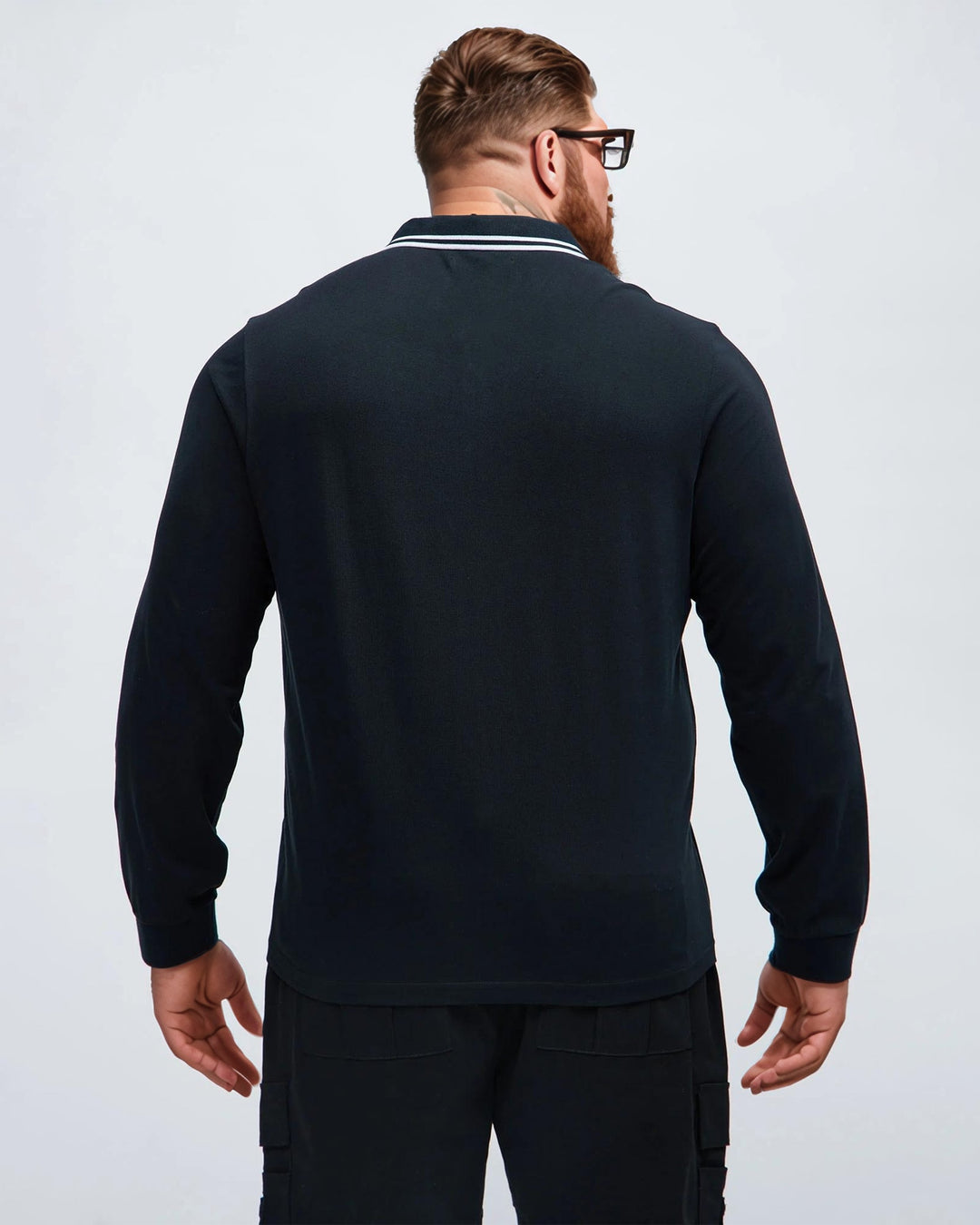 Men's Classic Black Polo Long Sleeve Shirt