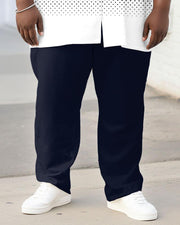 Men's Plus Size Street Fashion Gradient Geometric Print Short Sleeve Shirt Trousers Suit