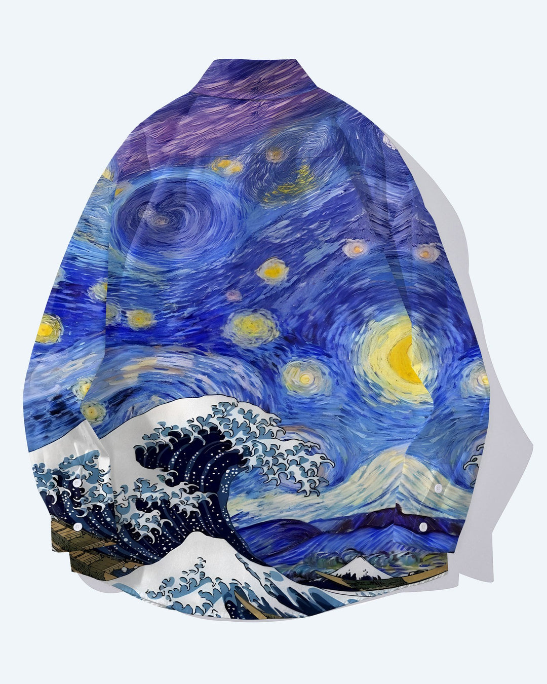 Van Gogh Sunflower-Men's Plus Size Cotton Long Sleeve Lapel Shirt