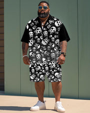 Skeleton Gradient Color Matching Short-sleeved Shirt Plus Size Men's Suit