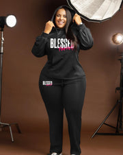 Women's Plus Size Blessed Periodt Hoodie Set