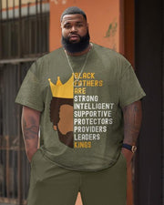 Men's Plus Size Black Fathers Are Kings T-Shirt Shorts Suit