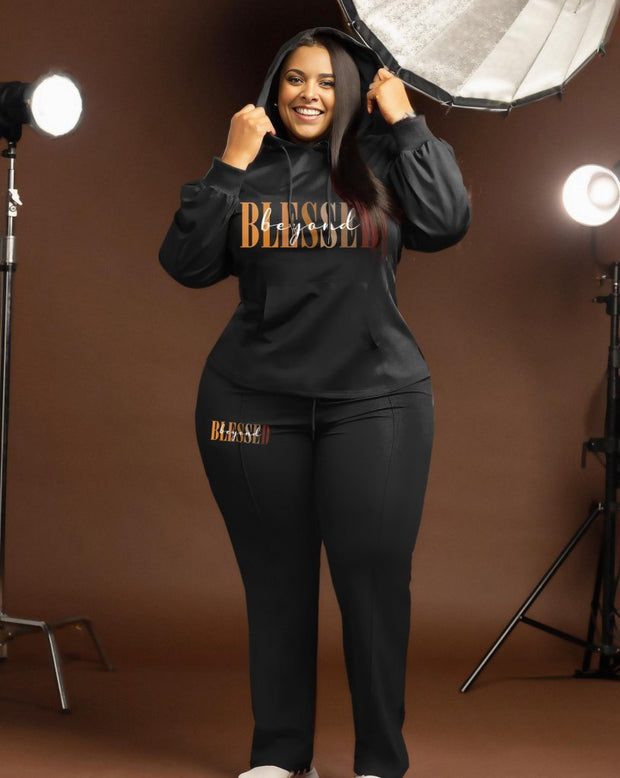 Women's Plus Size Blessed Hoodie Set