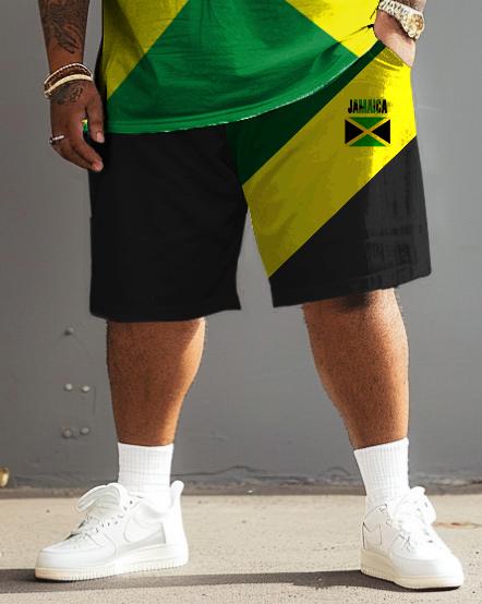 Men's Plus Size Jamaican Flag Colors T-Shirt Shorts Suit