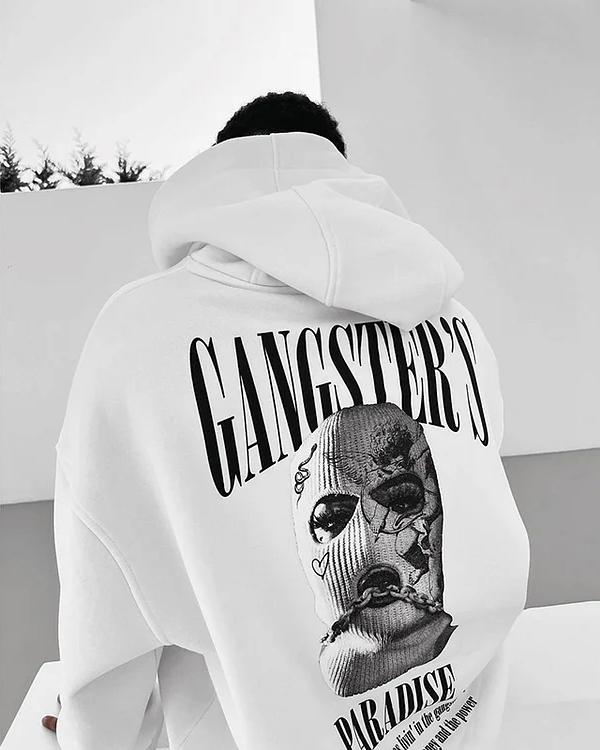 Plus Size Masked Hip Hop Singer Print Hoodie