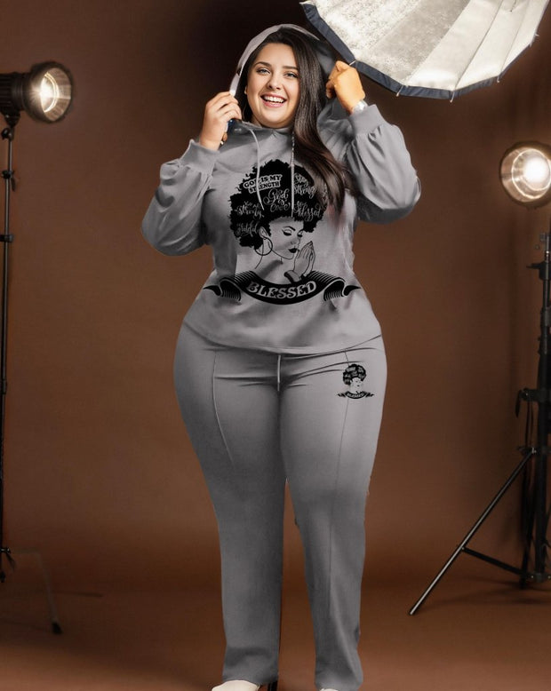 Women's Plus Size Afro Lad Blessing Hoodie Set