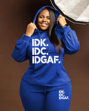 Women's Plus Size Idk Idc Hoodie Set