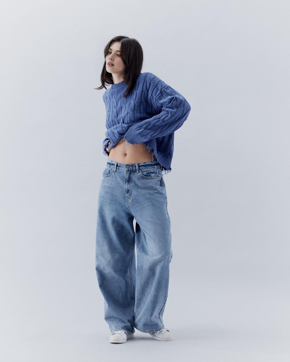 Men's and Women's Ripped Cable Knit Sweaters