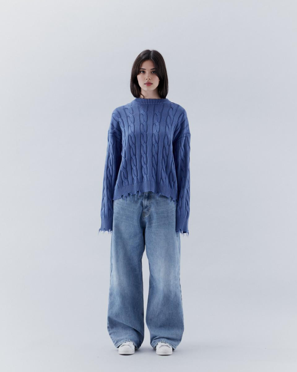 Men's and Women's Ripped Cable Knit Sweaters