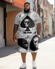Plus Size Men's Black Scalloped Skull Set