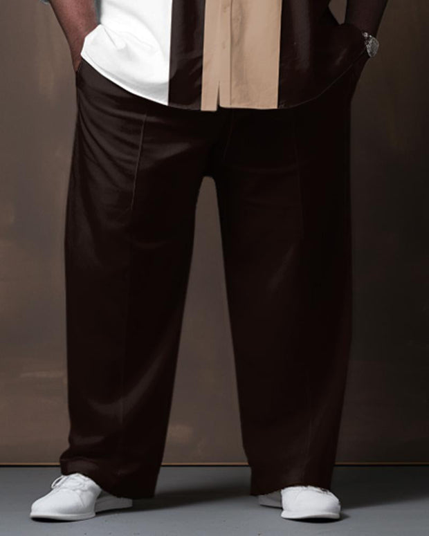 Men's Plus Size Color Matching Gradient Long Sleeve Walking Suit