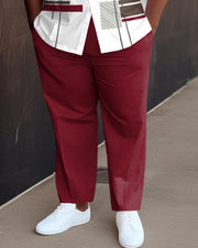 Red Square Plus Size Gradient Short Sleeve Walking Suit