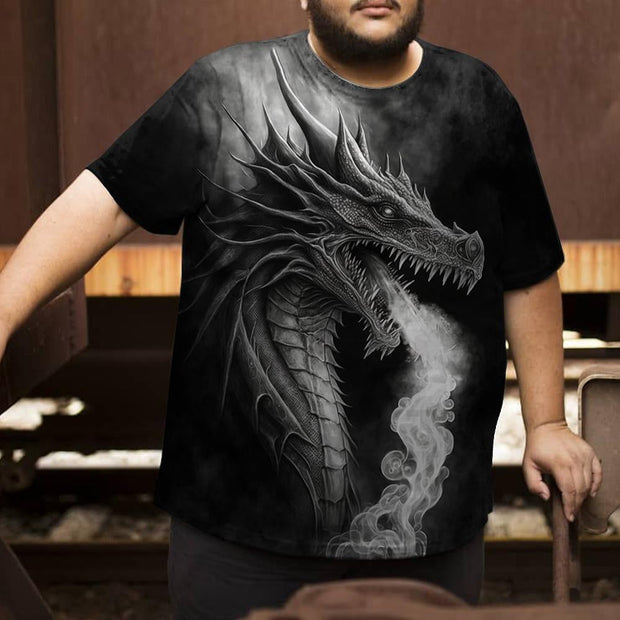 Dragon  Personalized Print Short Sleeve Plus Size Men's T-Shirt