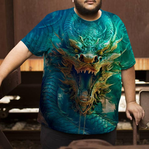 Dragon Personalized Print Casual Short Sleeve Plus Size Men's T-Shirt